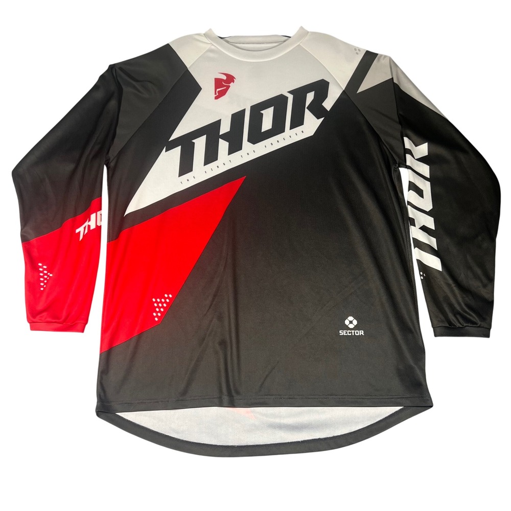 Thor Sector Motocross Jersey XL Mens Black White Red Long Sleeve Dirt Bike ATV